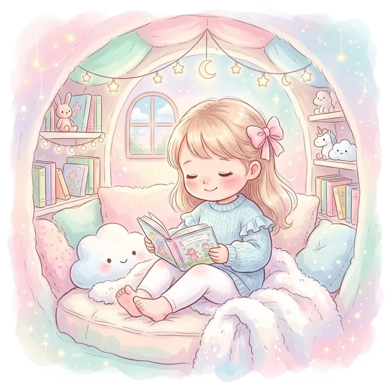 Anika, age 4, illustrated in Dreamy Pastel