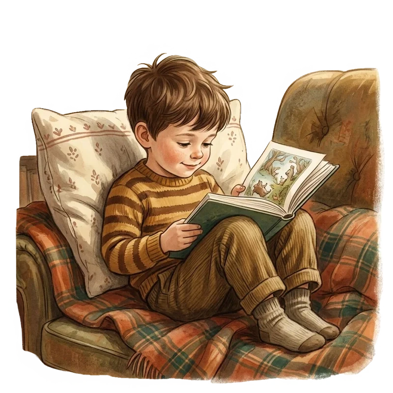Ethan, age 6, illustrated in Vintage Storybook