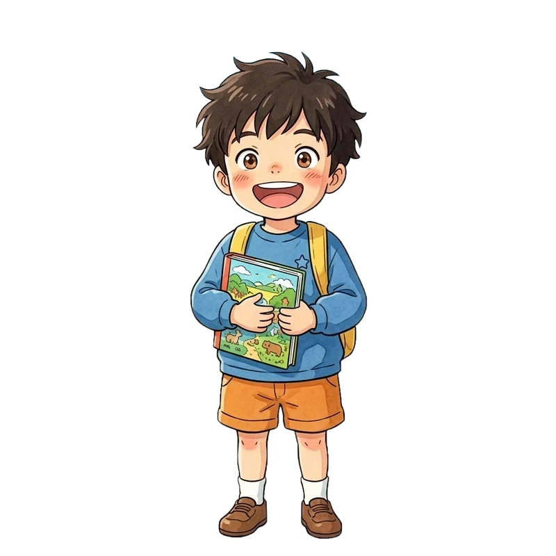 Liam, age 5, illustrated in Anime