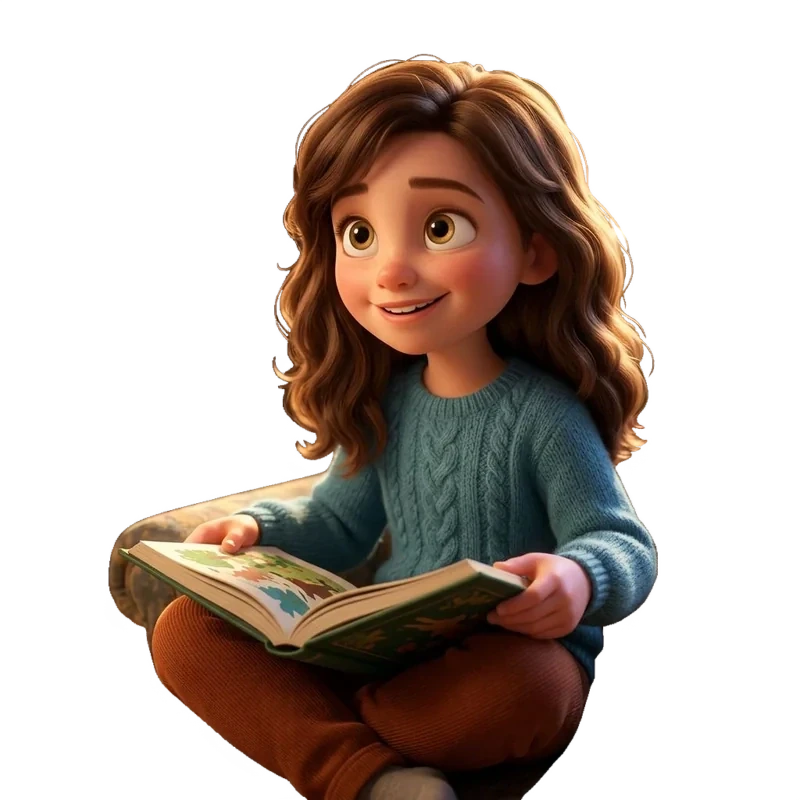 Maya, age 9, illustrated in CGI